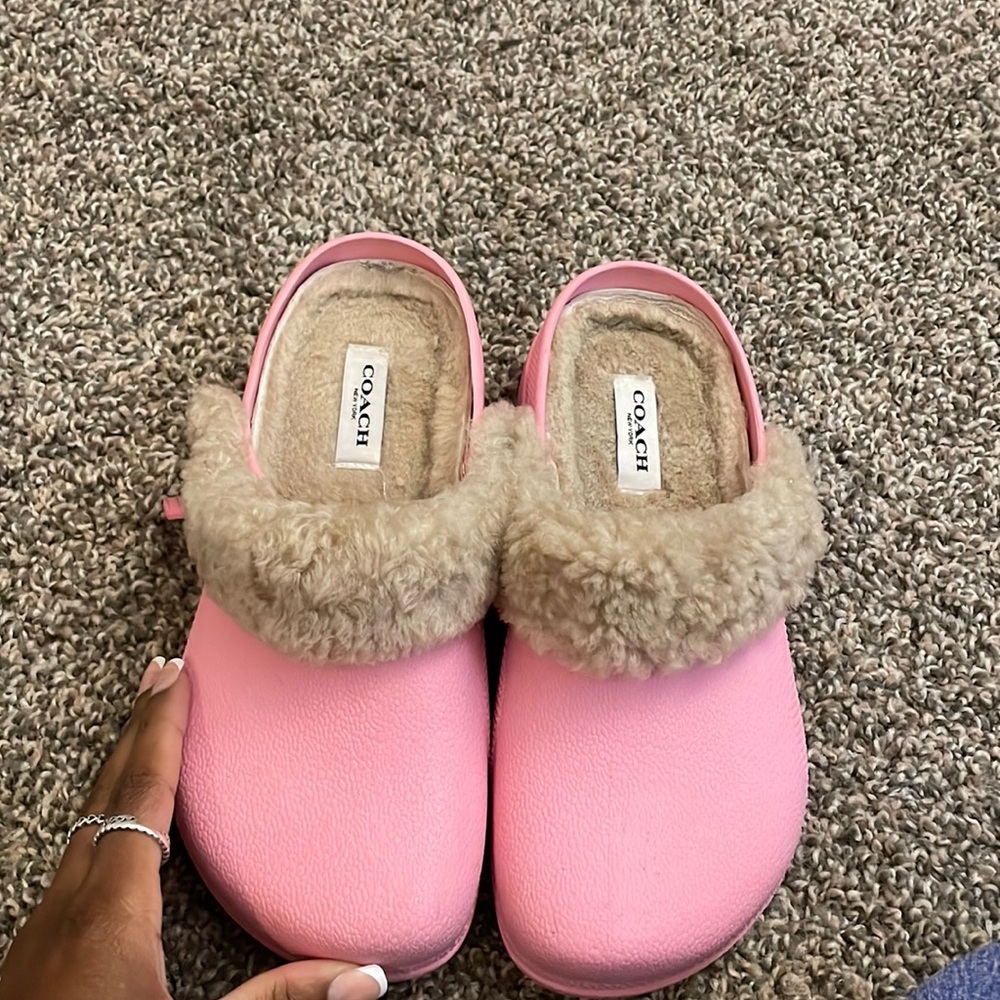 Light pink COACH crocs